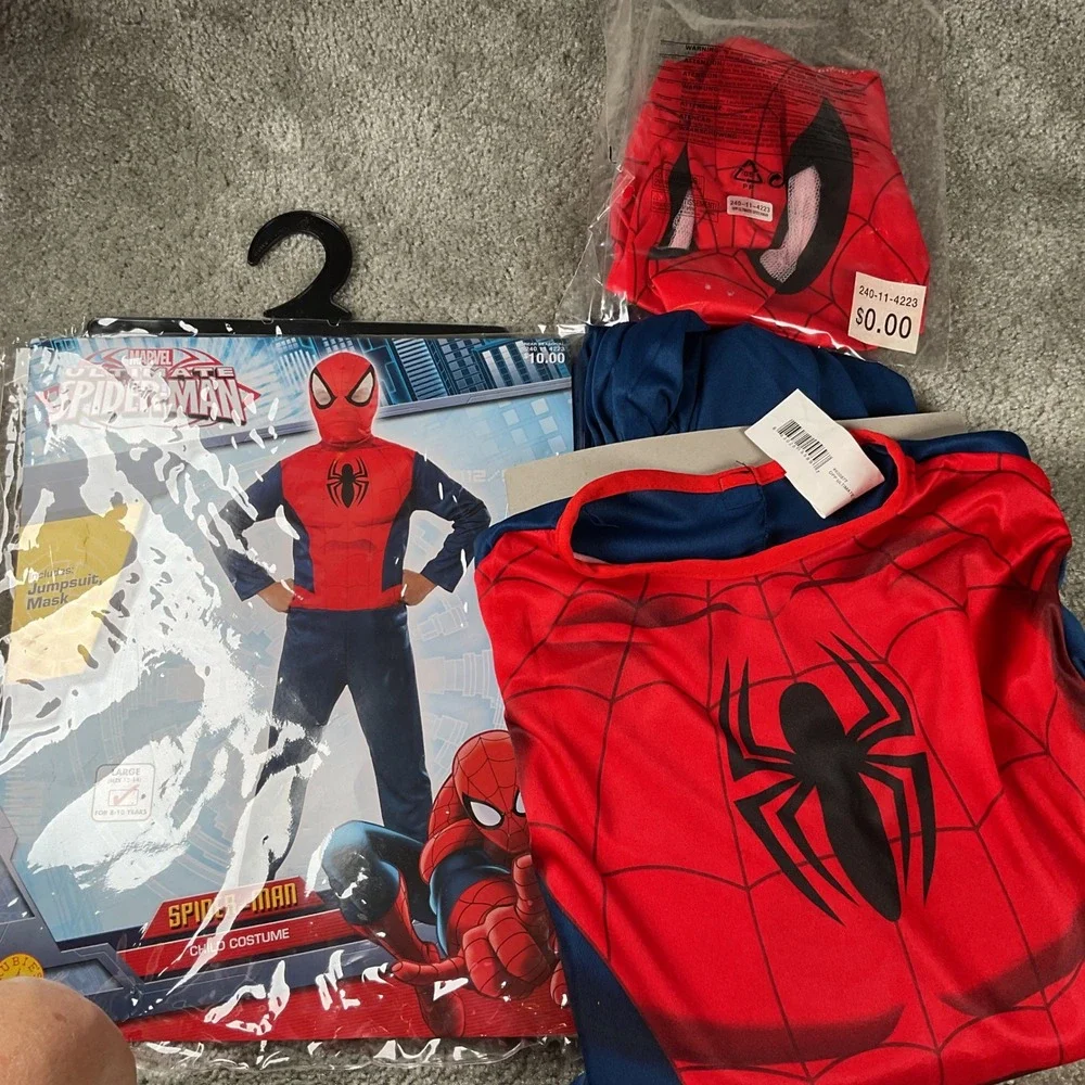 Rubies Spider-Man Costume Child Large 12-14 Red  Marvel Ultimate Jumpsuit Mask